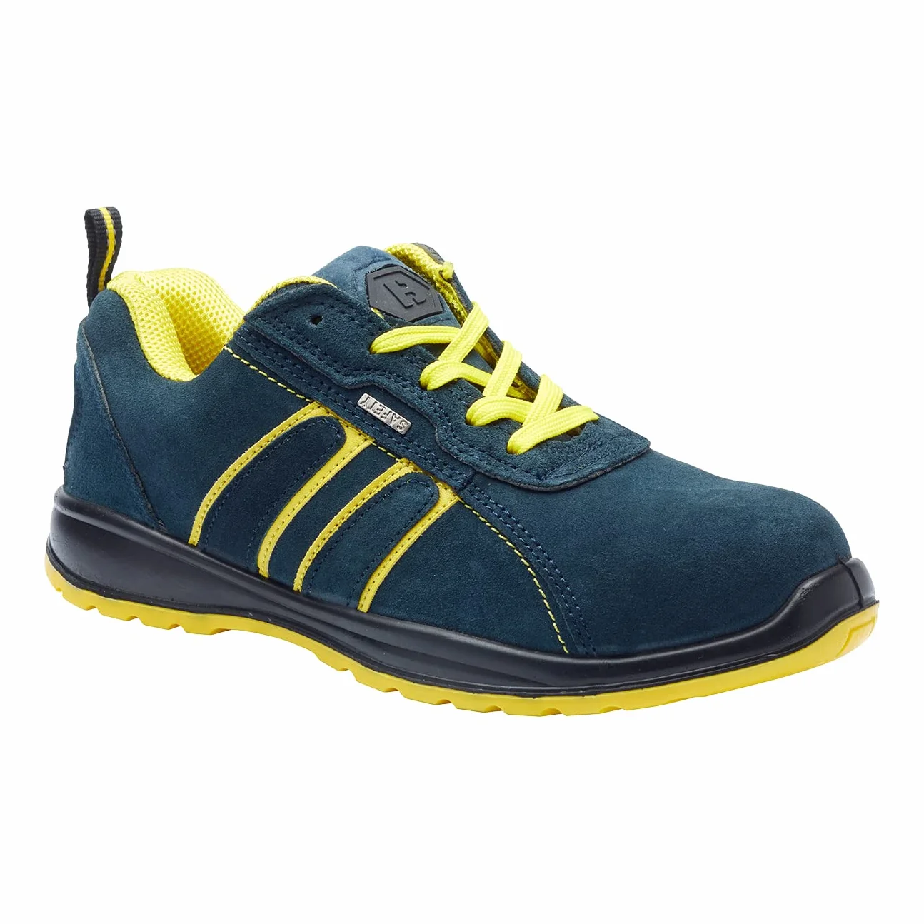 Blackrock Hudson Zapatos de seguridad con puntera de acero Antideslizantes Calzado ancho Ante Azul Amarillo 39
