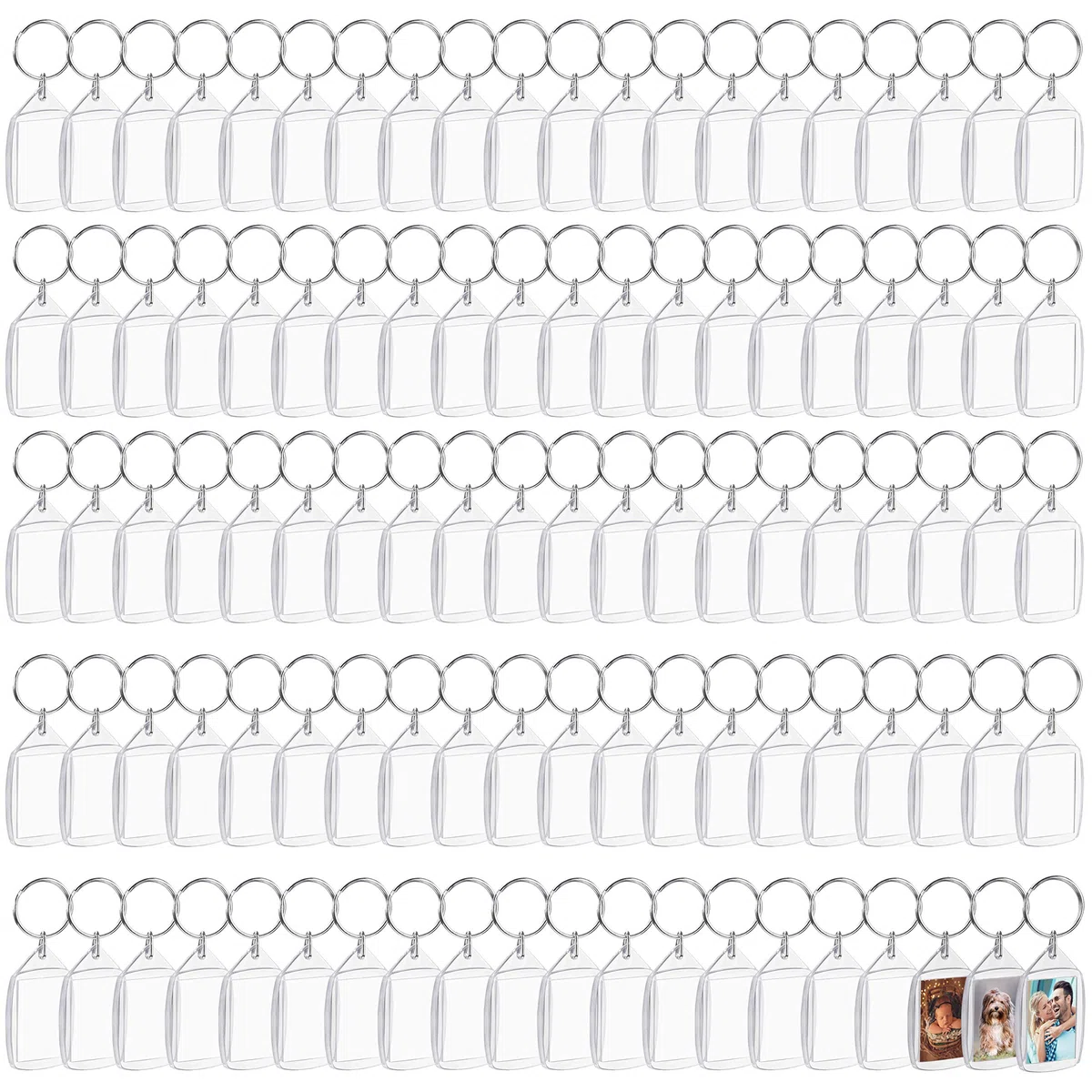 Kurtzy Llaveros Foto en Blanco (Pack de 200) Cada Llavero Transparente de Acrílico mide 5,4 x 3,4 cm – Llavero Foto de Ambos Lados – Marcos Pequeños Fotos Familiares, Amigos, Manualidades, Regalos