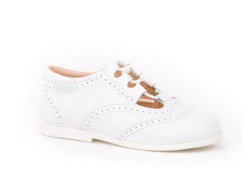 Zapatos Inglesitos para Niños Todo Piel Mod.804. Calzado Infantil Made in Spain, Garantia de Calidad. (22, Blanco)