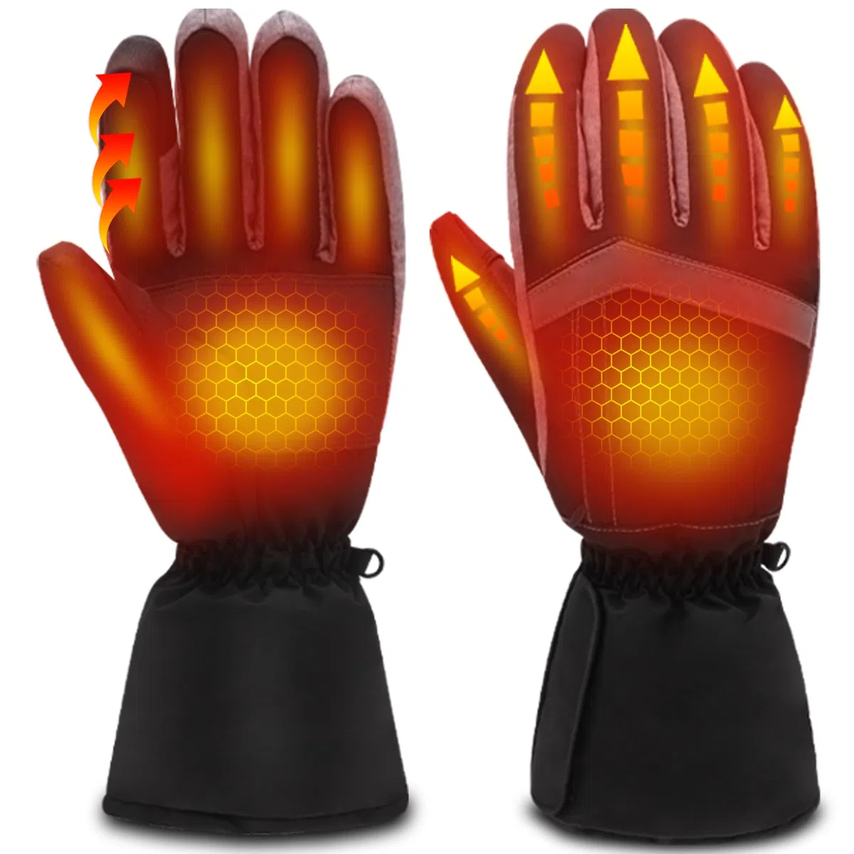 Svpro Guantes calefactables USB para hombres y mujeres, con calefacción por batería recargable, guantes cálidos eléctricos, resistentes al viento e impermeables, pantalla táctil para esquí, senderismo