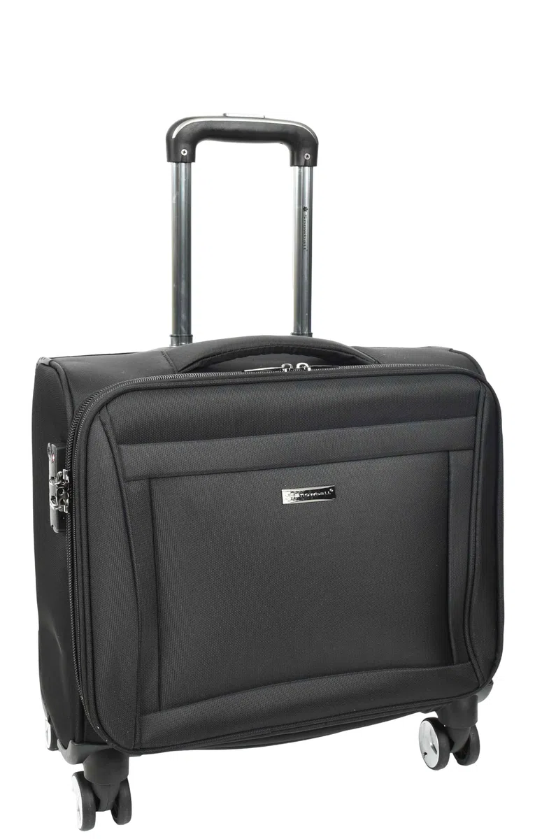 A1 FASHION GOODS Maleta de 4 ruedas para piloto, ligera, con cerradura TSA, tamaño de cabina, bolsa de viaje y negocios, Black, S, Carcasa suave para piloto con ruedas