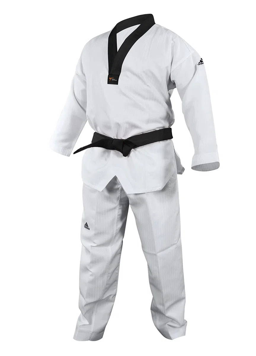 adidas Adi Start II Black V-Neck Black Belt Taekwondo Dobok Uniform - 170