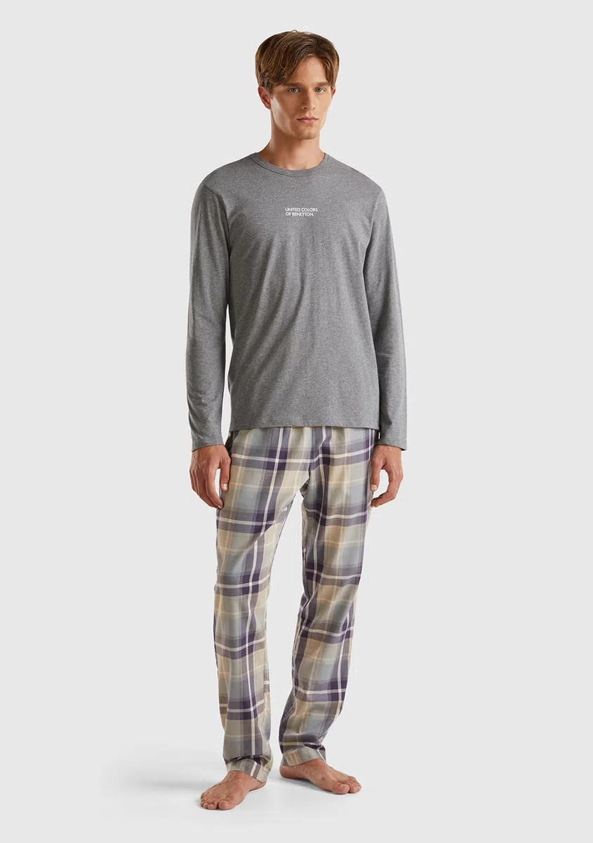 United Colors of Benetton Parte Superior del Pijama Hombre Gris XL