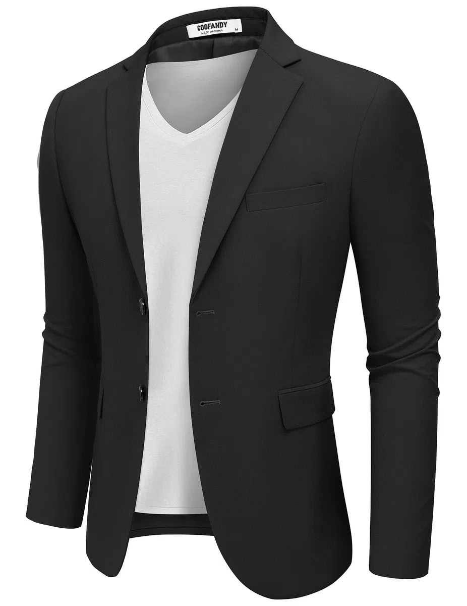 COOFANDY Chaqueta de traje para hombre, deportiva, informal, chaqueta de negocios, corte regular, dos botones