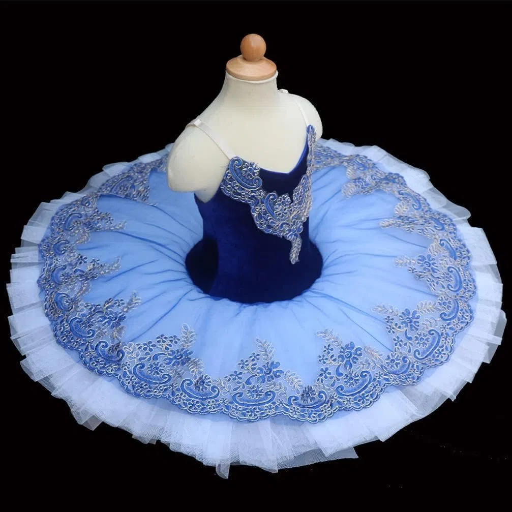 Ballet Swan Lake tu Ropa Leota Estampada Falda de Chaleco Falda de Bailarina esponjosa Falda de actuación(Size:160cm,Color:Azul)