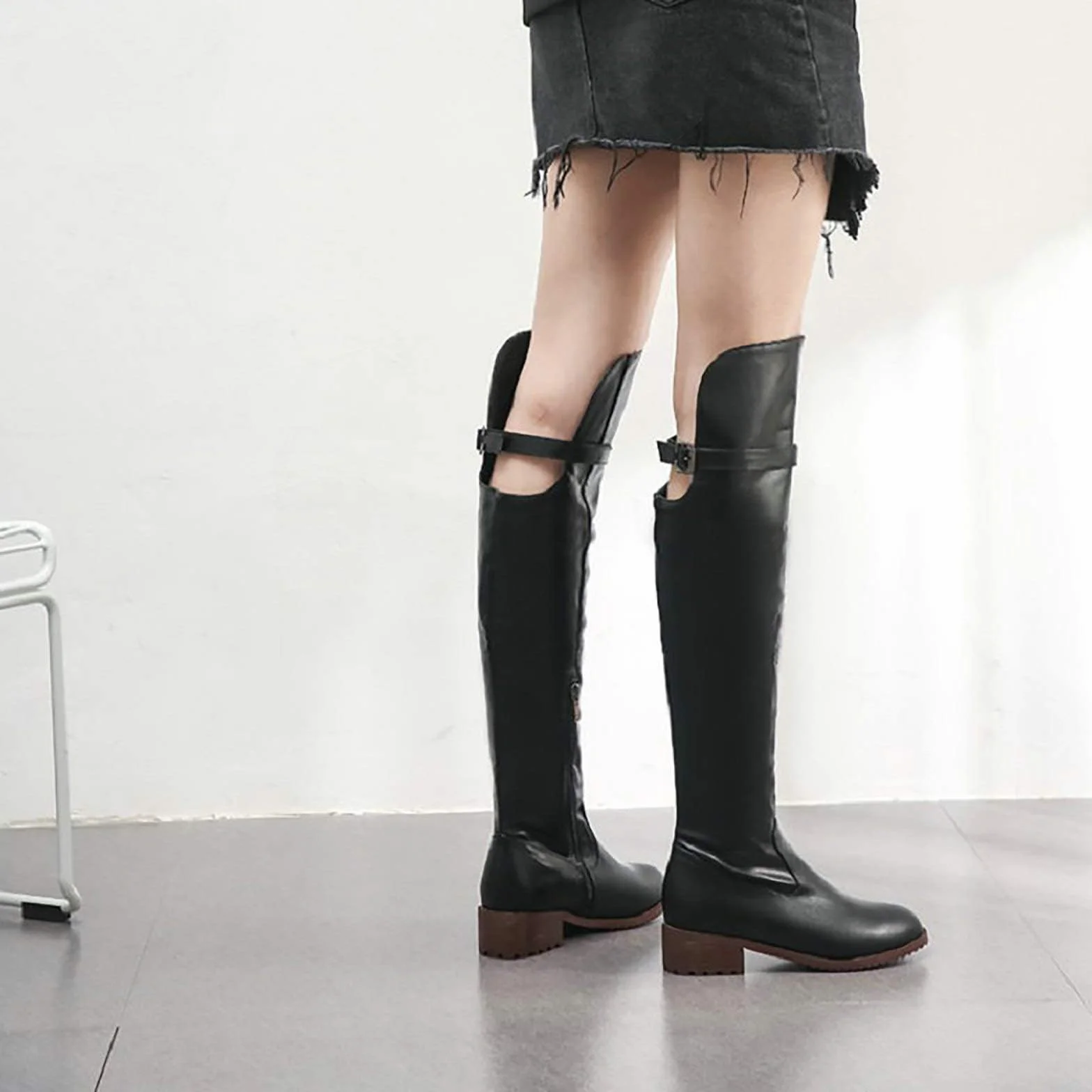 Botas Altas Ecuestres (34-43), Botas De Montar Para Mujer, Equipo De Equitación + Tacón Bajo (1-4 Cm), Impermeables + Antideslizantes, Punta Redonda + Cremallera Lateral,39,Black