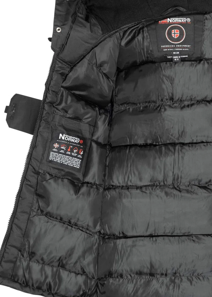 Geographical Norway Bellaciao Lady Parka Mujer Otoño Invierno Abrigo Capucha Piel Sintética Chaqueta Corta Viento Esquí