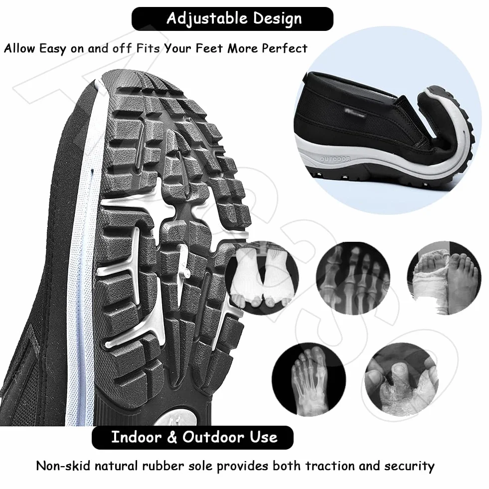 Zapatillas Hombre Zapatos para Caminar Suaves y Flexibles Zapatos Ajustables con Cierre de Zapatos ortopédicos para Hombre