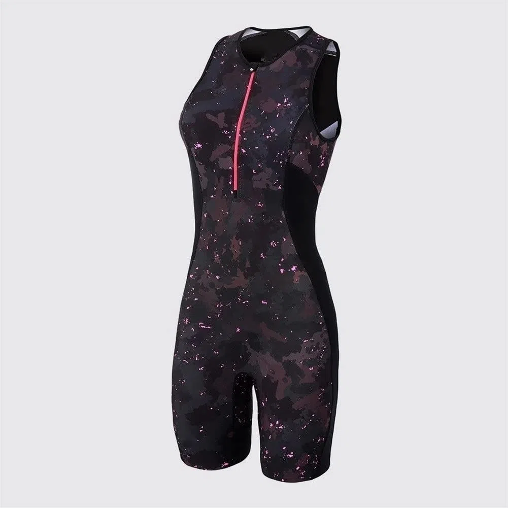 CYTSH Triatlón de Mujer Traje Traje de Ciclismo Traje sin Mangas Bike Body con Bolsillos Gel 9D Almohadilla MTB Traje de Uniforme de Equipo