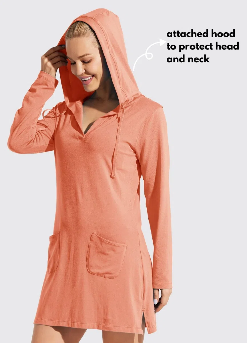 Willit Sudadera ligera con capucha para mujer, con protección solar UPF 50+, de manga larga, para senderismo, pesca, al aire libre