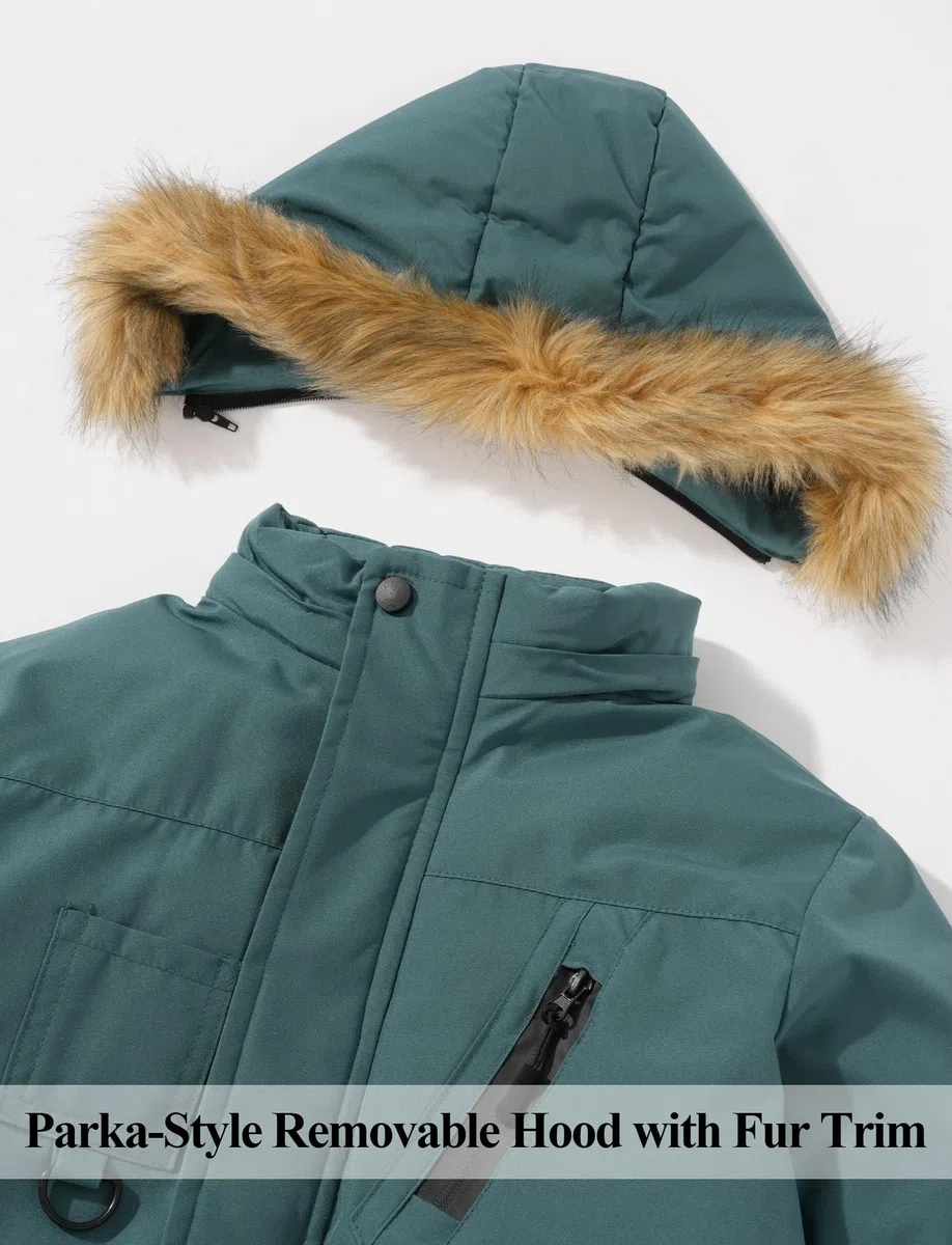 SEAUR Niño Chaqueta Parka Grueso Cómodo Abrigo de Invierno con Capucha Niño Ropa Cálida e Informal Resistente al Viento 5-14 años