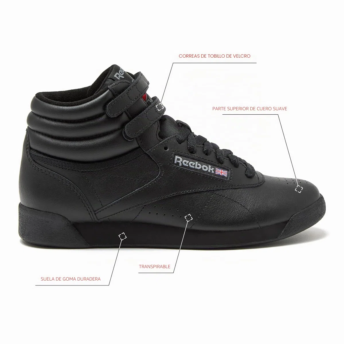 Reebok Freestyle Hi High Top Sneakers For Women, Black Or White Basketball and Tennis Shoes Womens Size 5-12 ZapatillasMujer