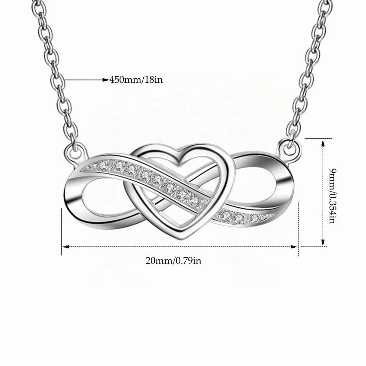 Collar Regalos para Ella,Infinito collar de corazón para las mujeres,925 de plata esterlina,5A collar de circonio cúbico,Regalo para Mujeres Niñas