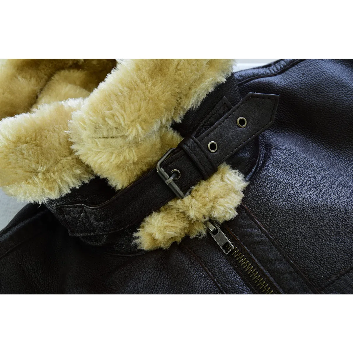 Leatherick Hombre Marrón Aviator estilo chaqueta de piel de cabra Vintage Bombardeo Chaqueta de vuelo