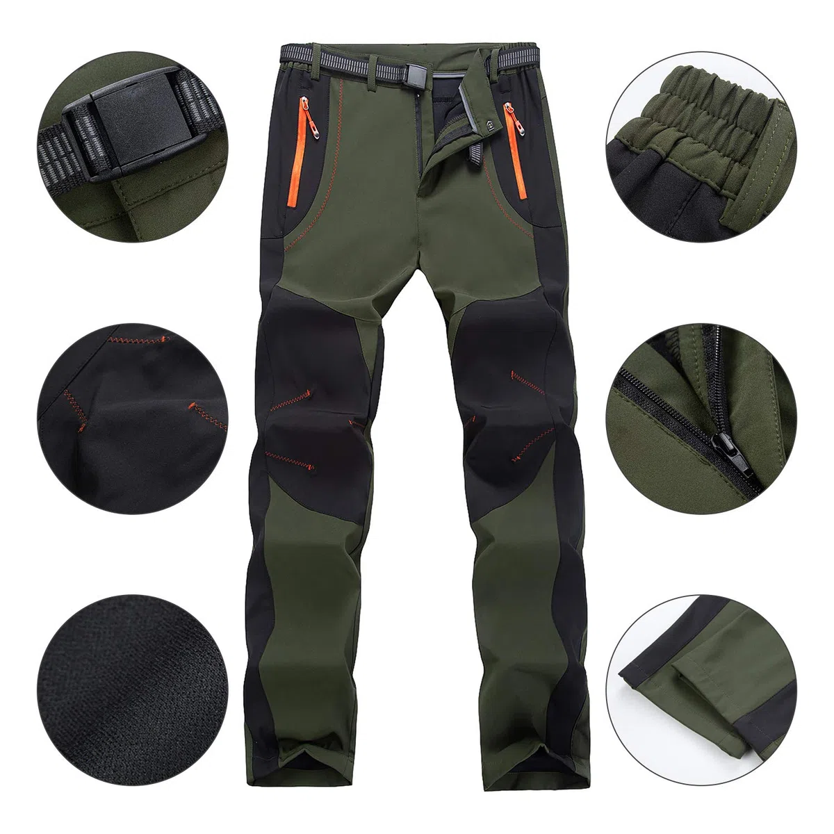 para los Hombres al Aire Libre Pantalones de Senderismo Peso Ligero Resistente al Agua Caminando Caza con Cinturón