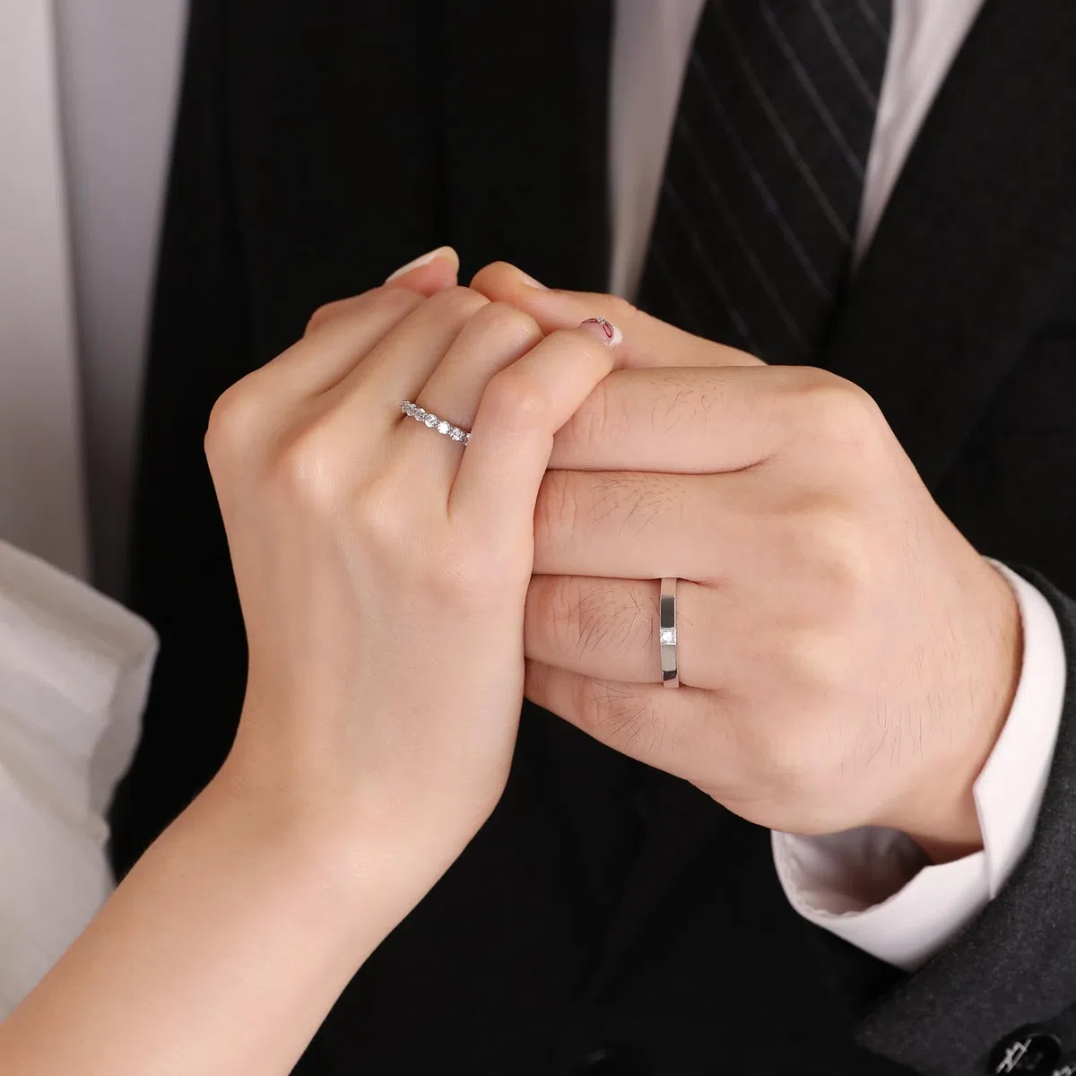 Meissa Anillos de Compromiso Boda Plata Ley 925 Ajustables Plata Esterlina Juego de Dos