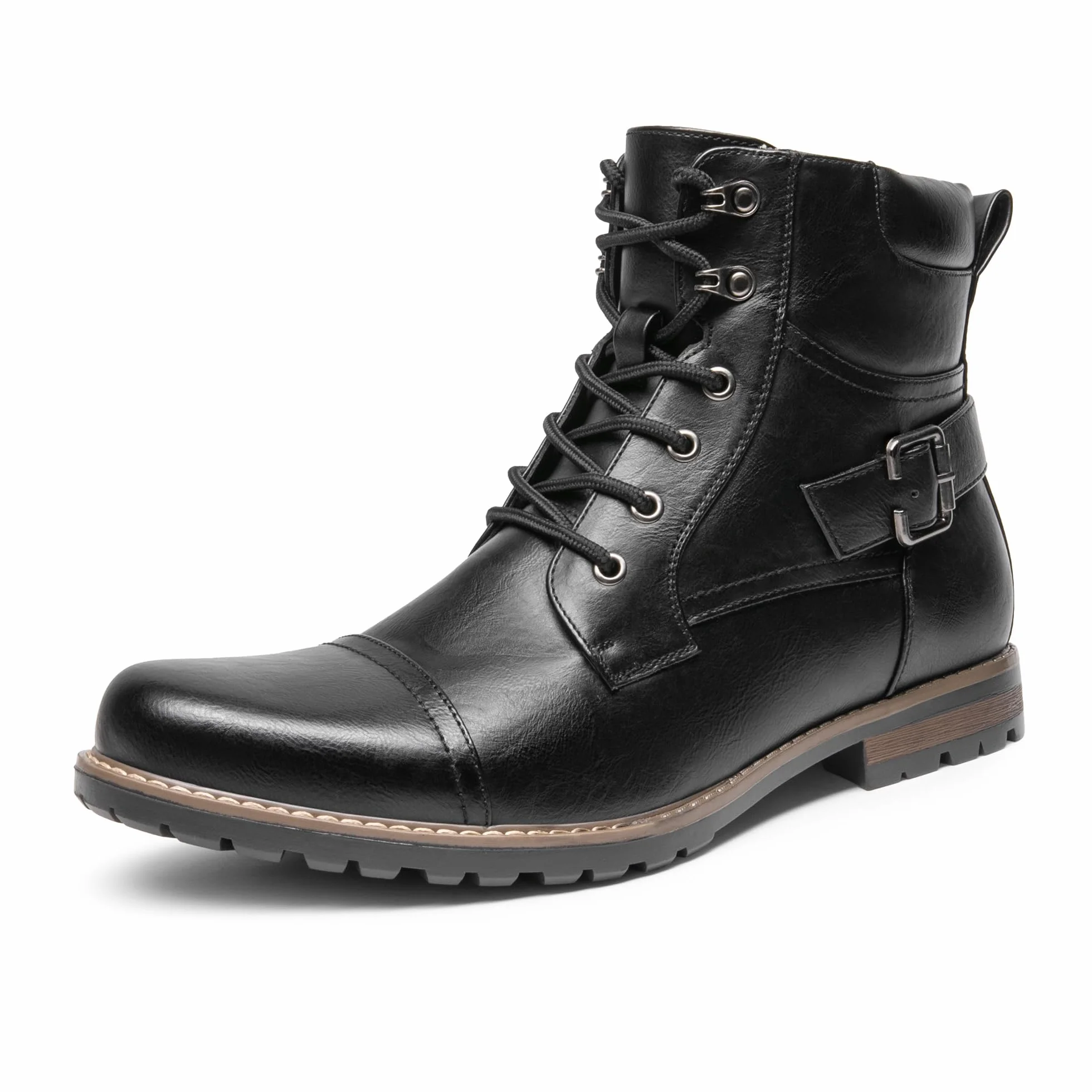 Bruno Marc Botas de combate de motocicleta con cremallera para hombre