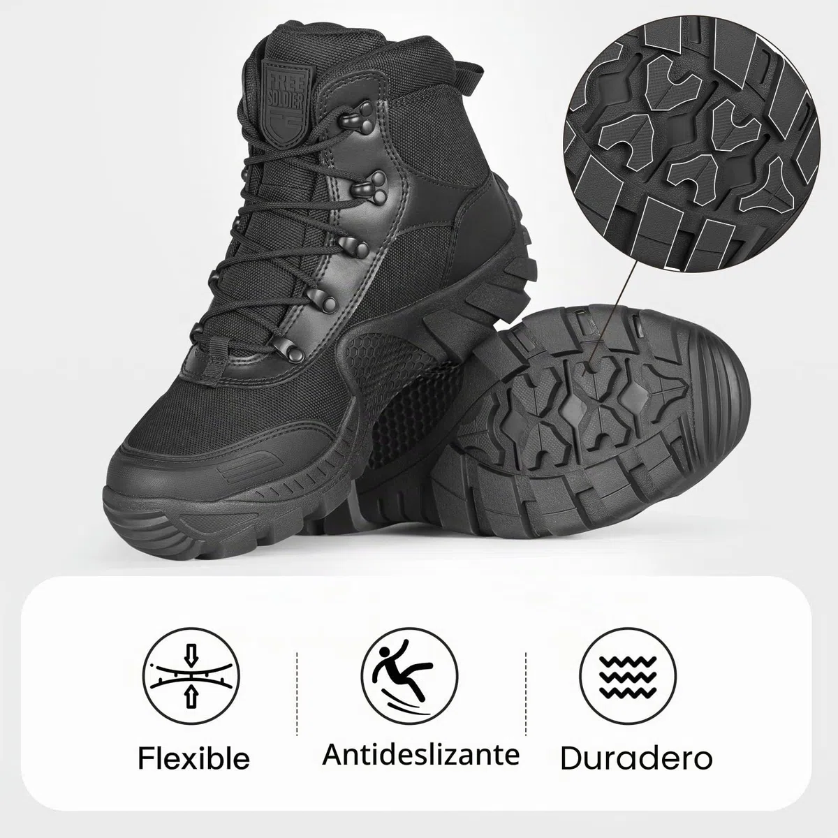 FREE SOLDIER Botas de Caza para Hombres Medio Alto Zapatos Botas Militares de Combate de Tiro Alto con Cordones Ligeros para Todo Terreno para Montaña Trekking