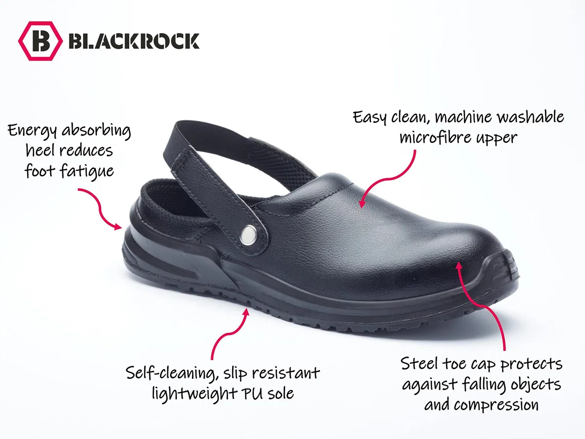 Blackrock Black Hygiene Safety Clog with Steel Toe Cap