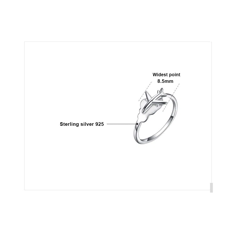 JewelryPalace Anillo Ajustable Mujer Plata Oro 14k Oro Rosa, Anillo Abierto de Avión y Nube, Anillos Niña de Moda Joyería Personalizada, Anillo de Plata Liso, Joyas de Mujer