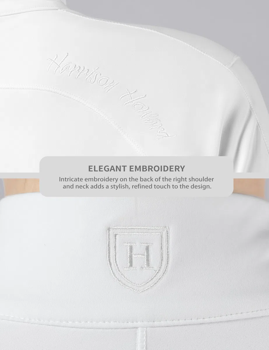 Harrison Howard Camisas de equitación para mujer, manga larga, cuello alto, con bordado