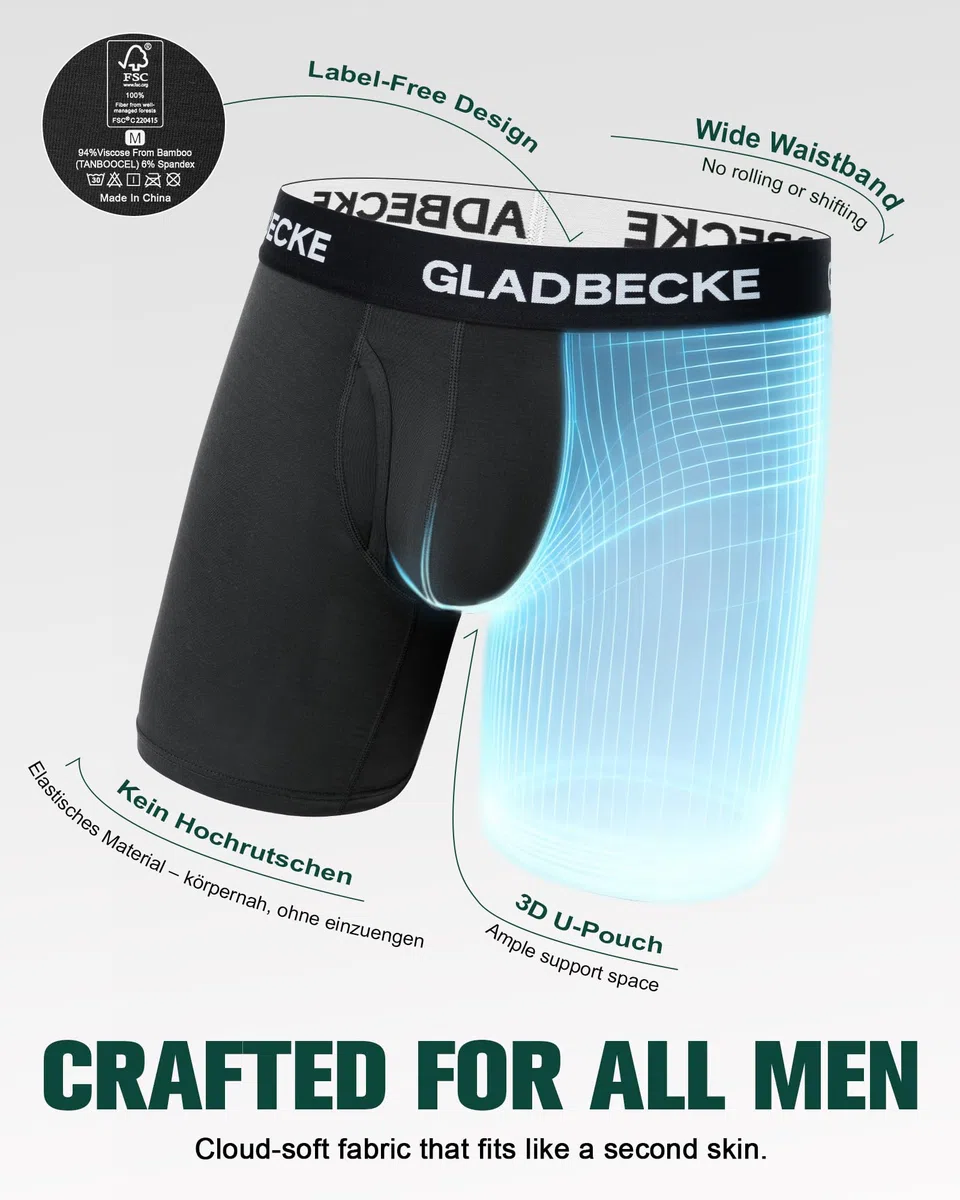Calzoncillos Hombre Boxer de Bambú, Suaves y Elásticos, Ropa Interior Transpirable Anti-Rozaduras con Bragueta, Boxers Largos Hombre, Tallas M-XXL Pack de 4