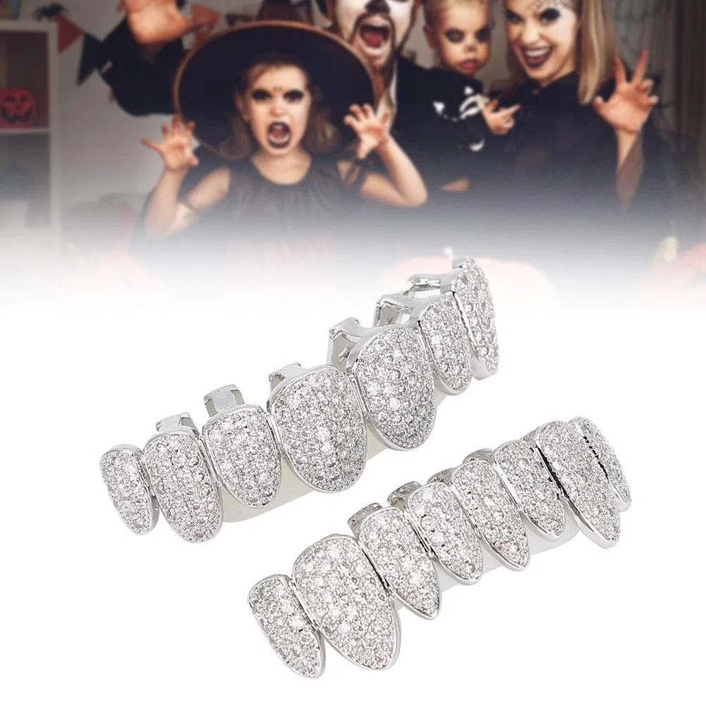 Grillz dental, Grillz Diente, Grillz Dientes Hip Hop Teeth Grill Set Microset Diamond Braces respetuoso con el medio ambiente Latón Galvanik Grill Prá