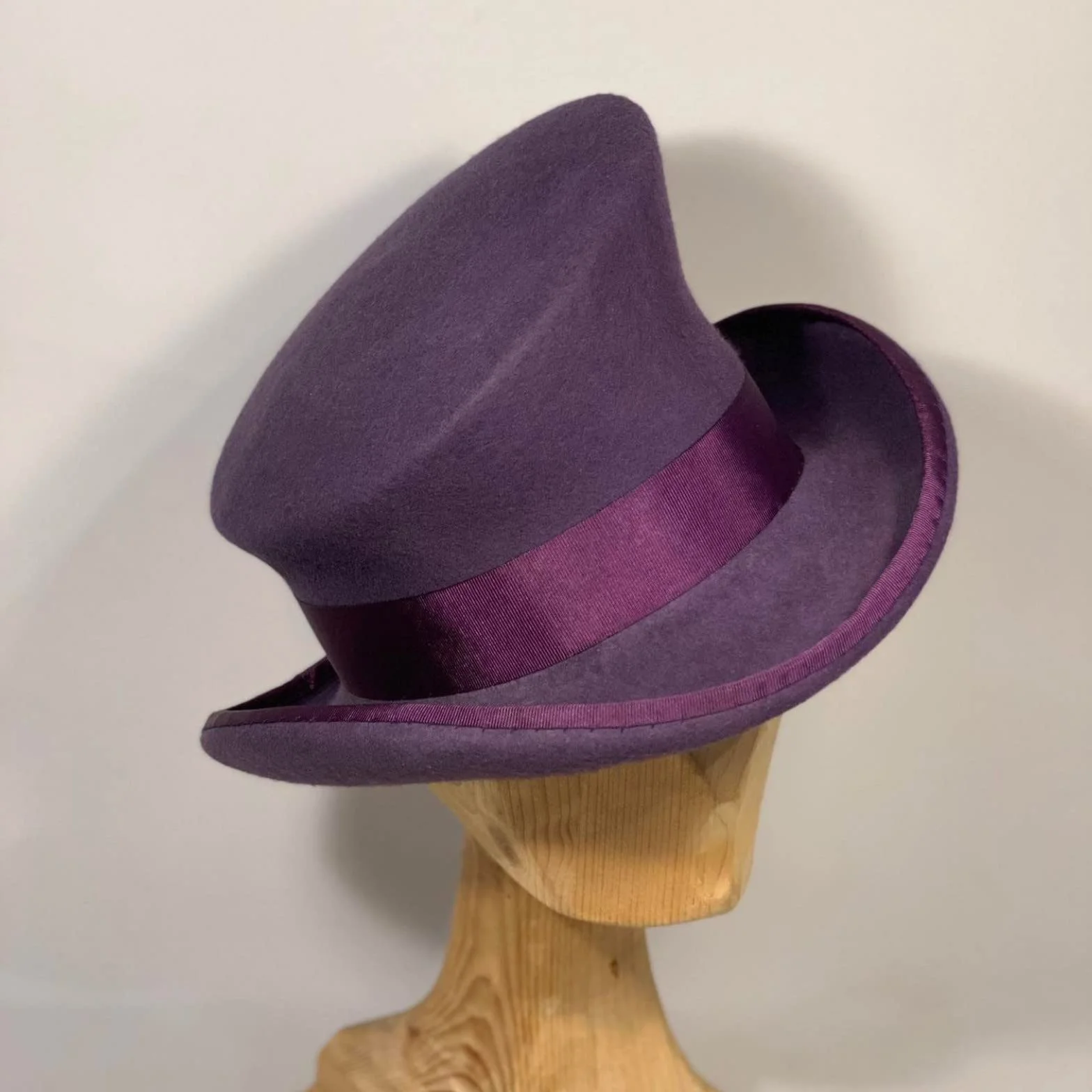 Gorro masculino capucha cilindro asimétrico sombrero de lana damas caballeros unisex sombrero steam punk cilindro moda sombrero decorativo gorro de invierno hombres, morado, Talla única