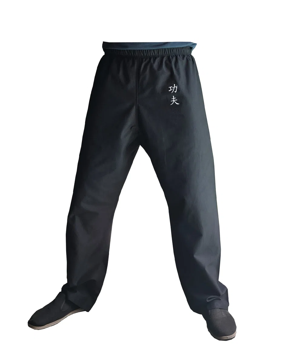 Pantalones de Kung Fu Negros 100% Algodón para Artes Marciales Hombre y Mujer