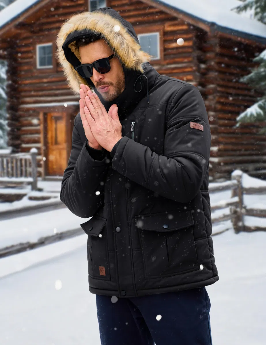 MAGCOMSEN - Chaqueta de Invierno Hombre, Resistente al Viento, Forro Polar, Impermeable, Capucha, Manga Larga, Verde, Talla XXL