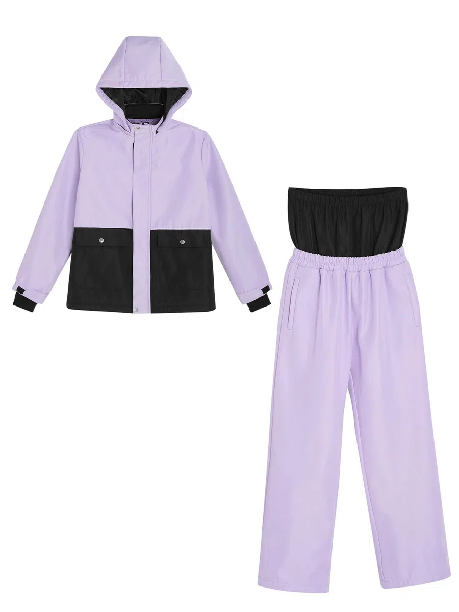 Traje De Nieve Niña Niño Chaqueta con Capucha + Pantalón De Esquí Impermeable Traje De 2 Piezas para Correr Traje De Esquiar Cálido