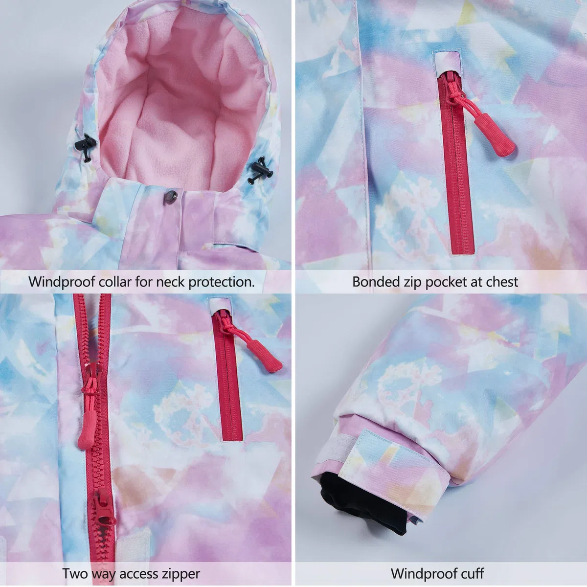 Conjunto de Chaqueta y Pantalón de Esquí para Niños Traje de Esquí para Niños Niñas Protector de Nieve Integrado Forro Polar Invierno