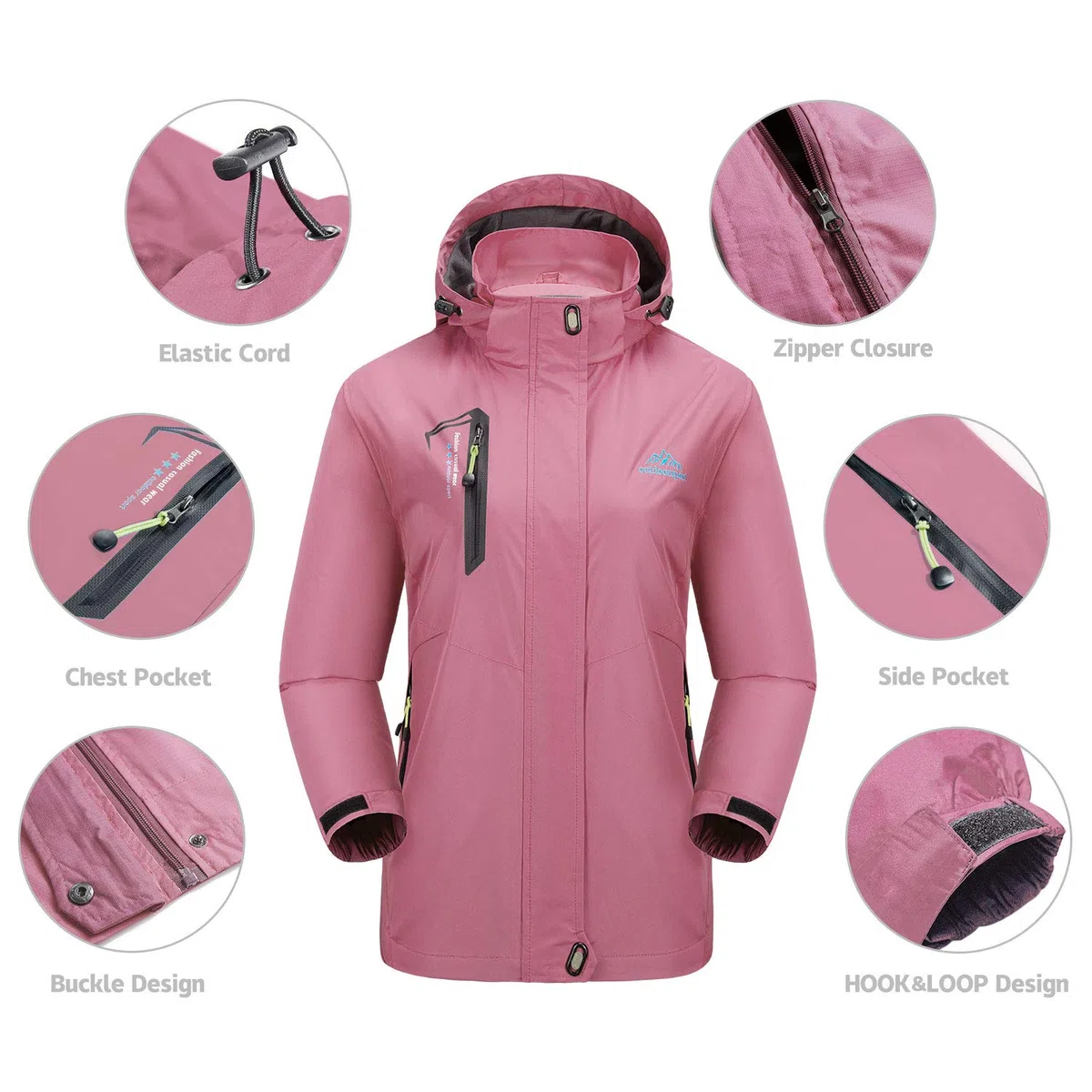 Chaqueta impermeable ligera para mujer Sports Mountain Chaqueta cortavientos