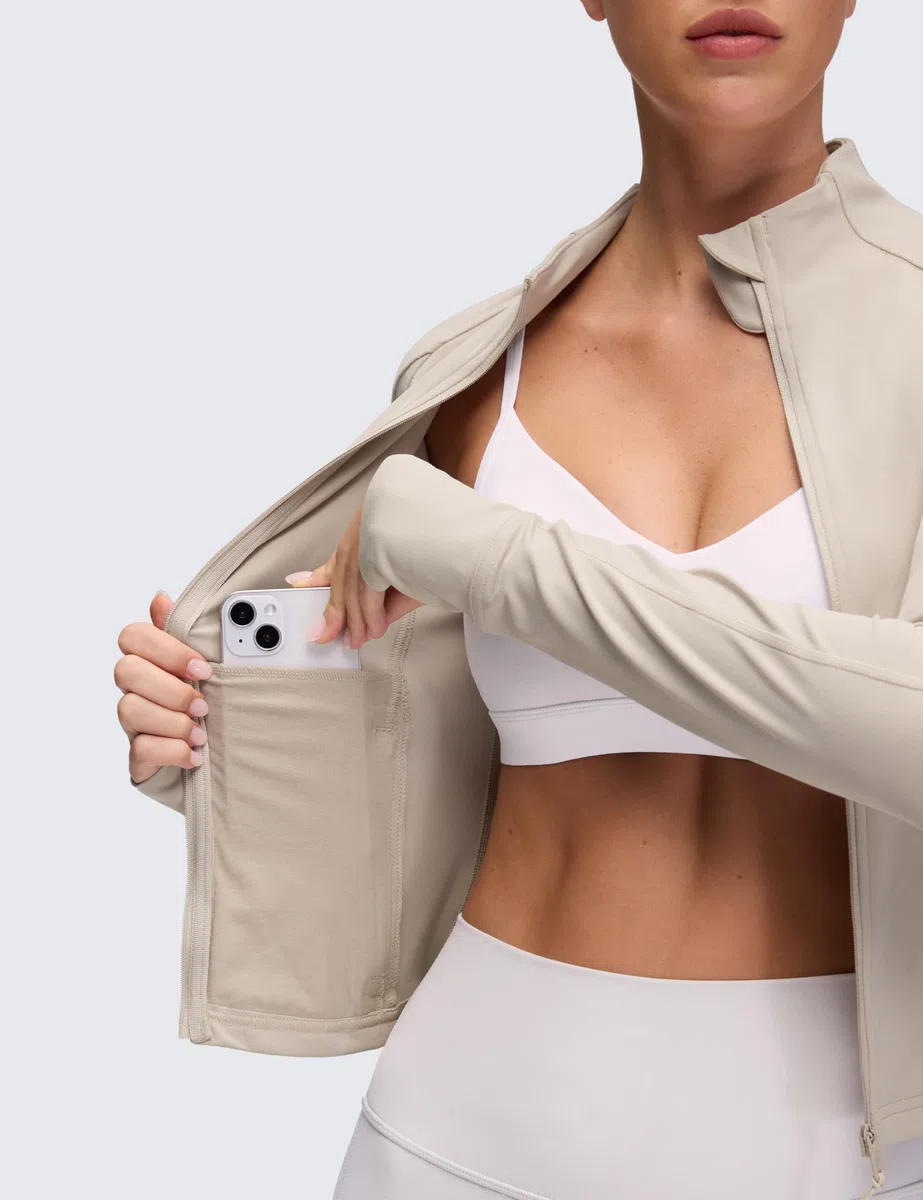 CRZ YOGA Mujer Butterluxe Chaqueta corta de entrenamiento con Cremallera Completa