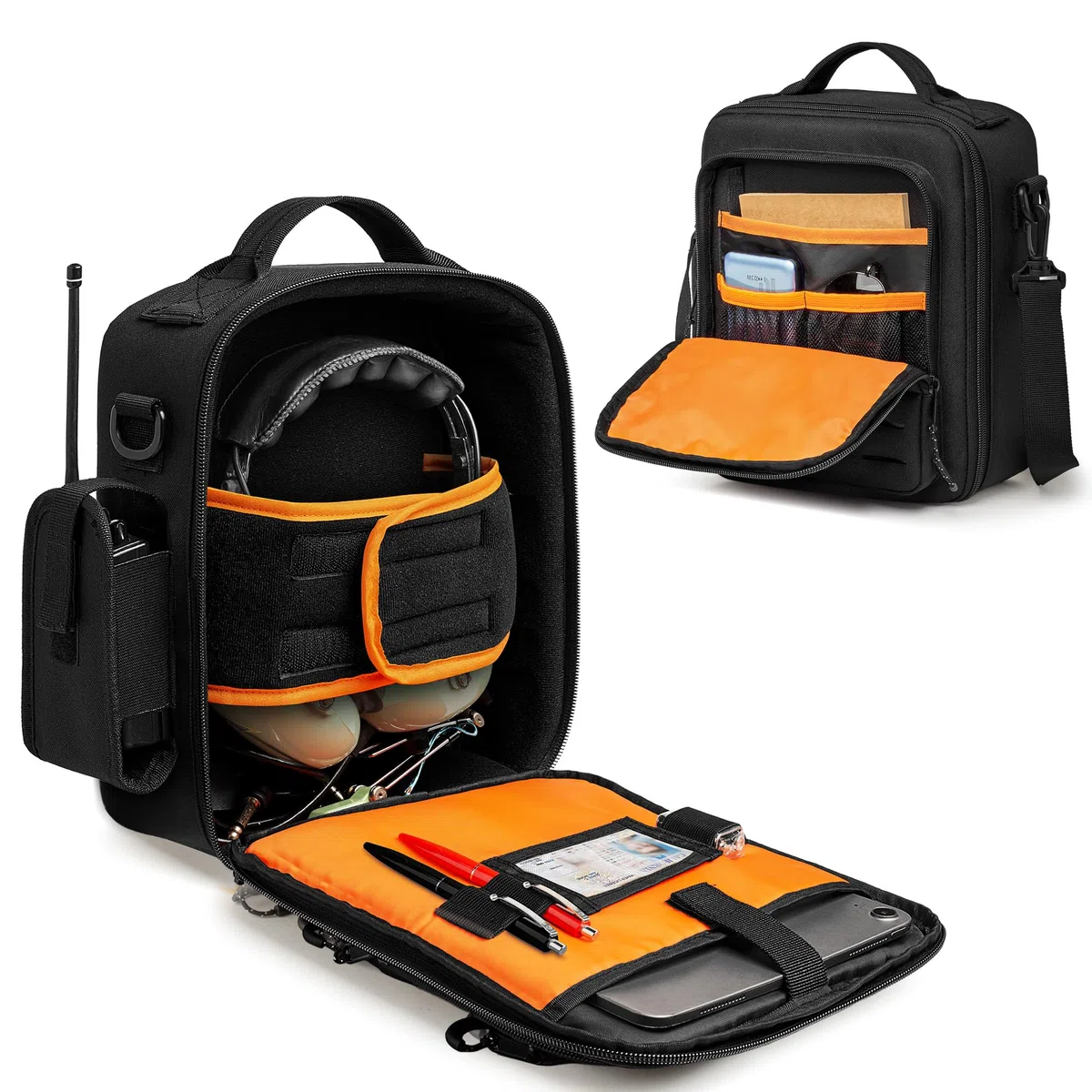 Damero Bolsa de Viaje para Auriculares de Piloto, Caja de Almacenamiento para Auriculares de Aviación, Kneeboard, IPad y Más (Solo Bolsa)