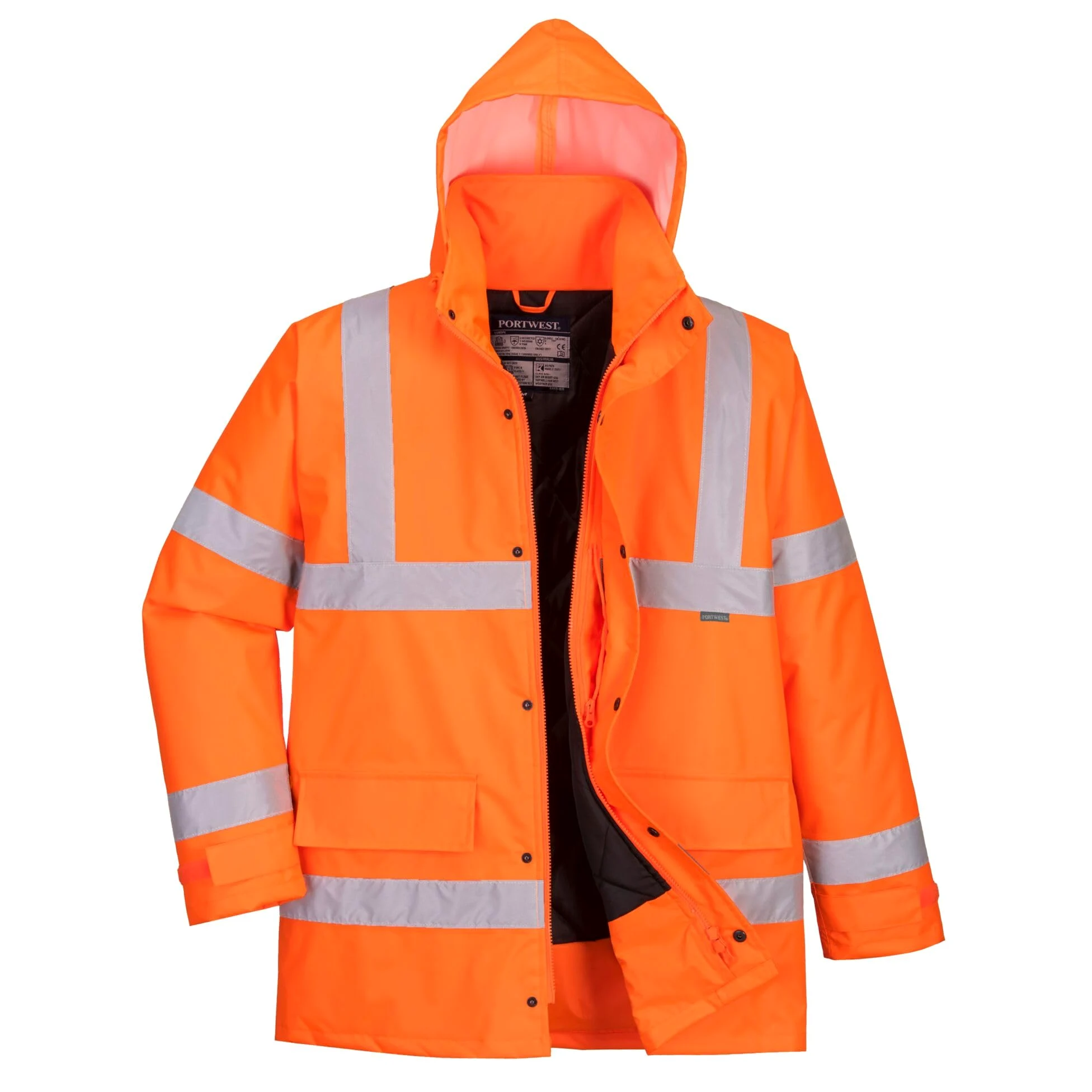 Portwest S460 Chaqueta De Tráfico De Invierno Impermeable Cómoda De Alta Visibilidad Naranja, S
