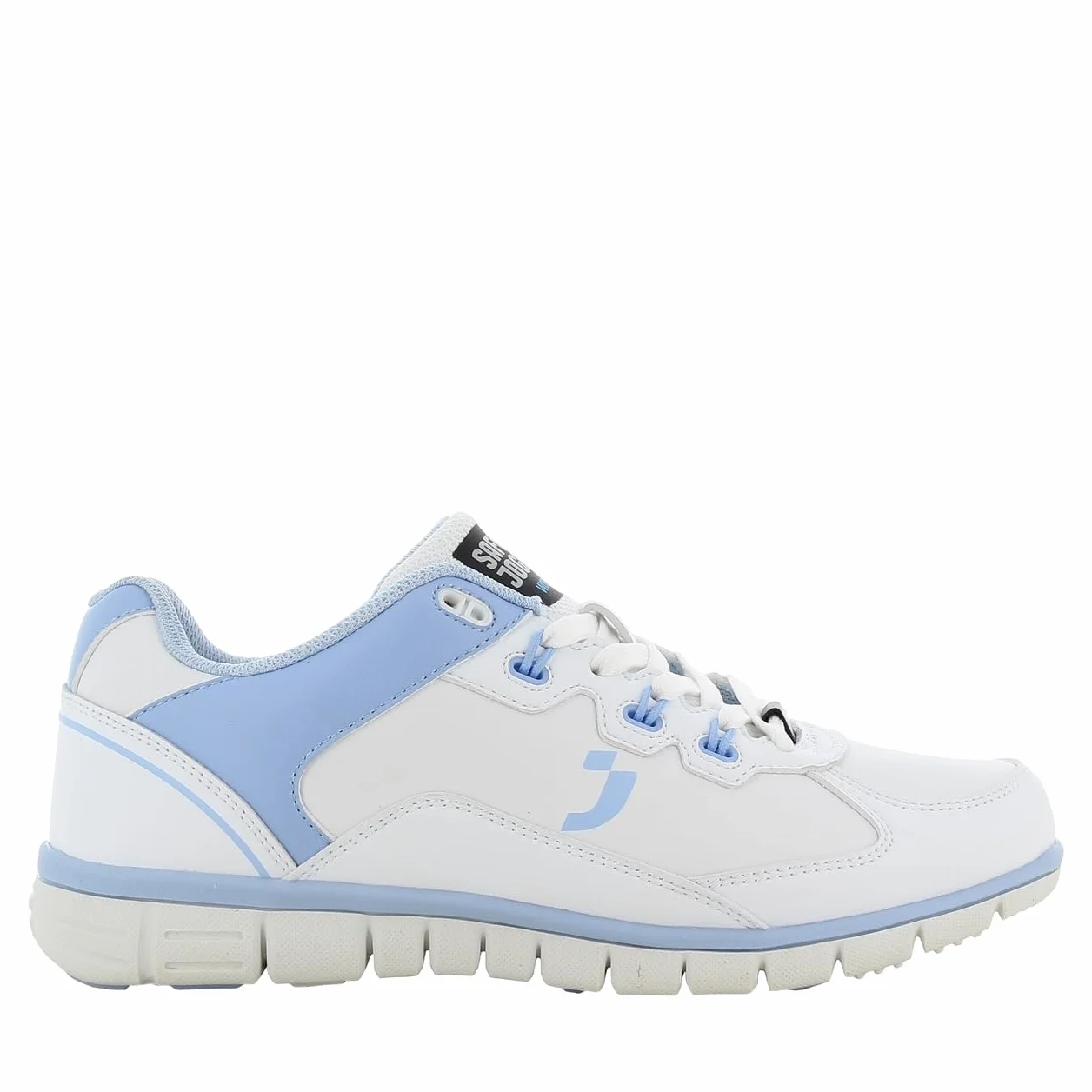 Oxypas Oxysport 'Sunny' Slip-resistant, Antistatic Leather Nursing Trainers, White/Blue (Light Blue), 7 UK (41 EU)