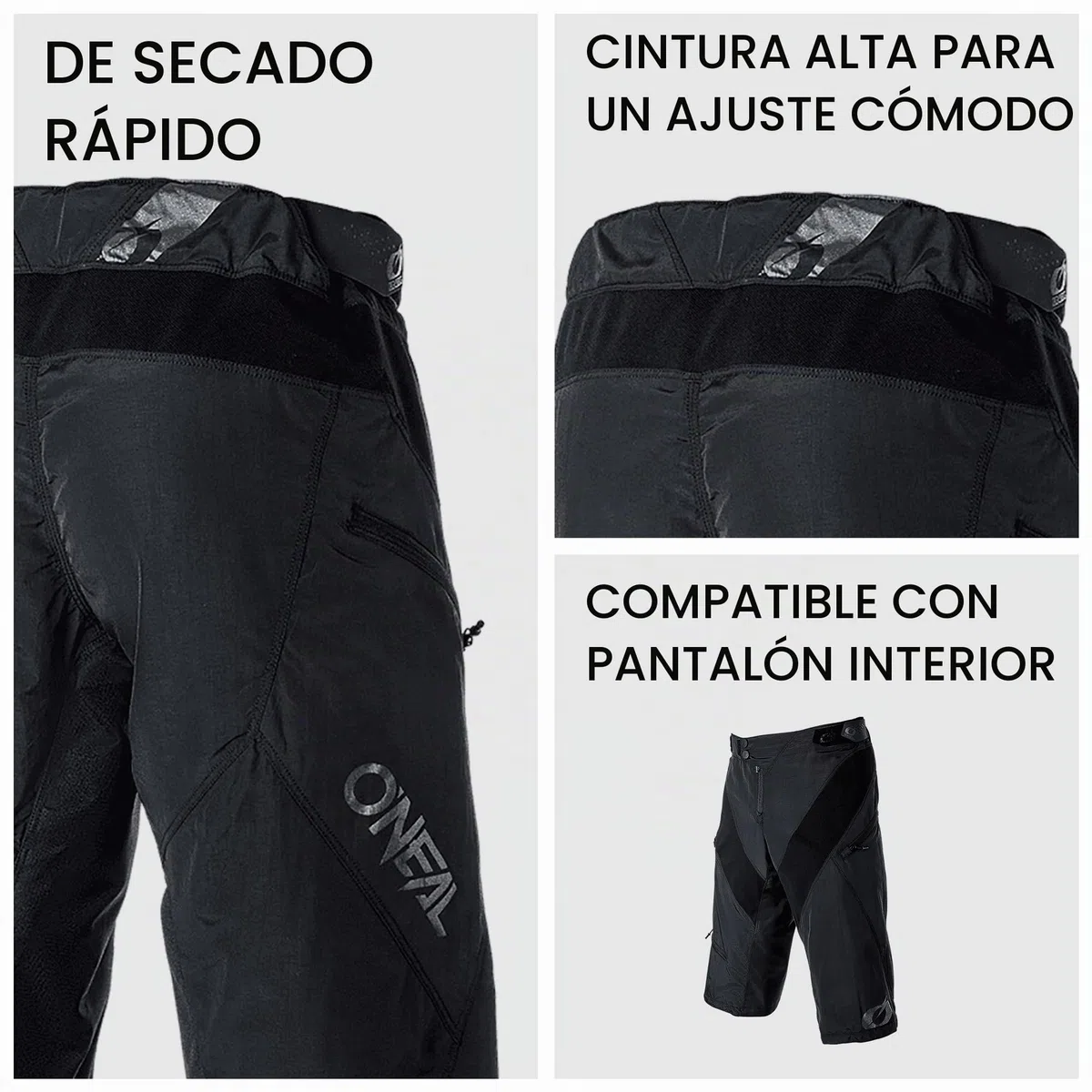 O'NEAL | Short Mountain Bike Shorts | MTB DH Downhill FR Freeride | Cierre a presión, Ajuste Seguro, Tejido de Rendimiento de Secado rápido | Pantalones Cortos de generador | Adulto | Negro