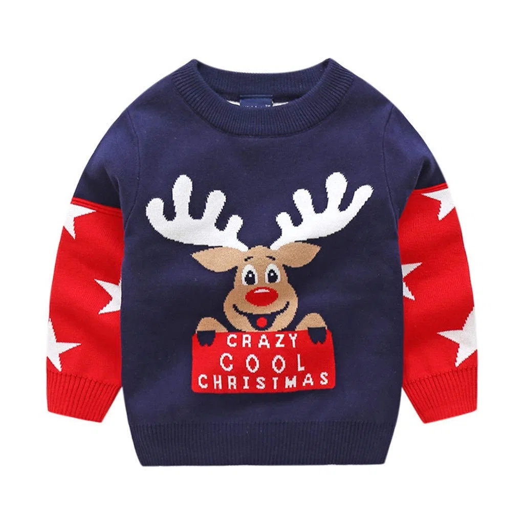 Suéter de Punto de Invierno para bebé, Navidad, Manga Larga, Sudaderas, Ropa cálida, 1-6 años