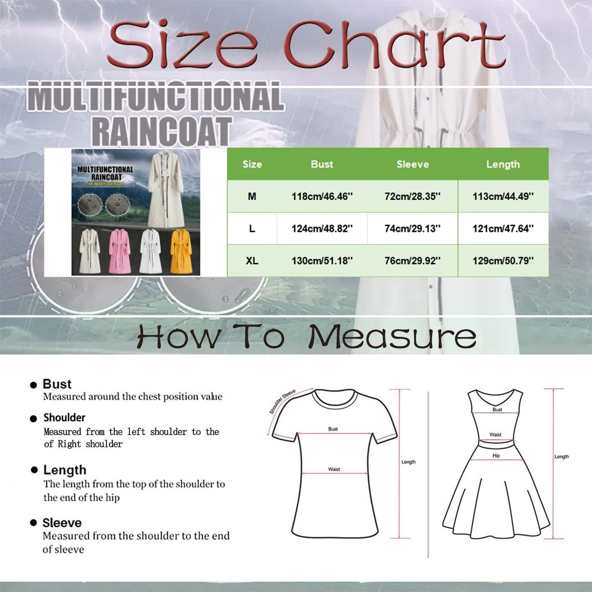 Generisch Chubasquero largo para mujer para adultos, ropa impermeable de cuerpo completo para ciclismo, poncho de lluvia fuerte, chaqueta funcional para mujer