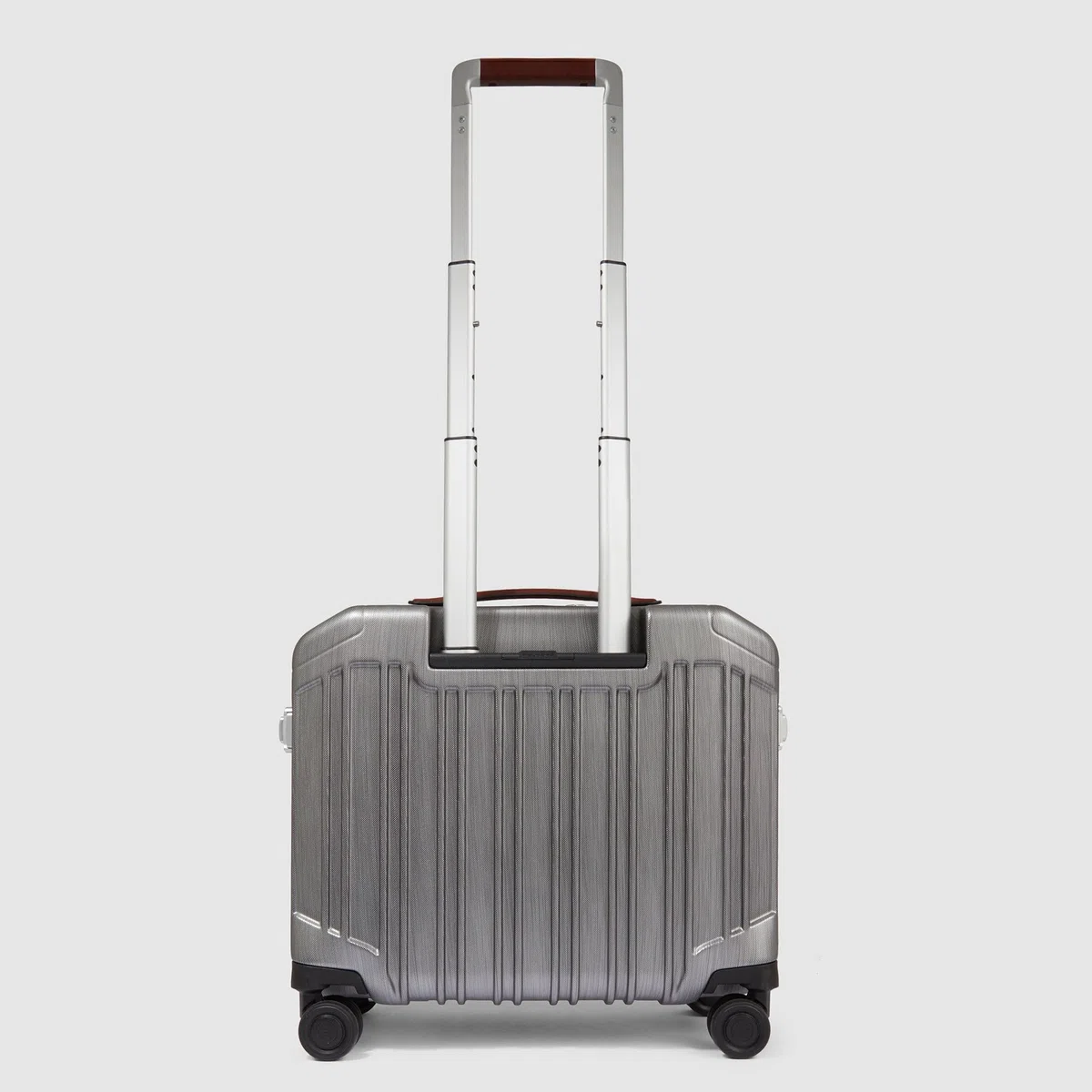 Piquadro – Maleta rígida con 4 Ruedas – Policarbonato con Detalles en Cuero – Negro – para Hombre y Mujer
