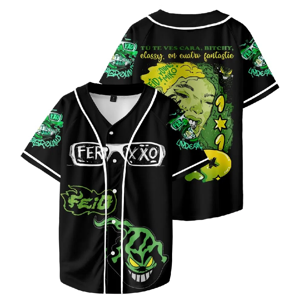 Feid Ferxxo - Camiseta de béisbol Harajuku con botones finos, uniforme de béisbol