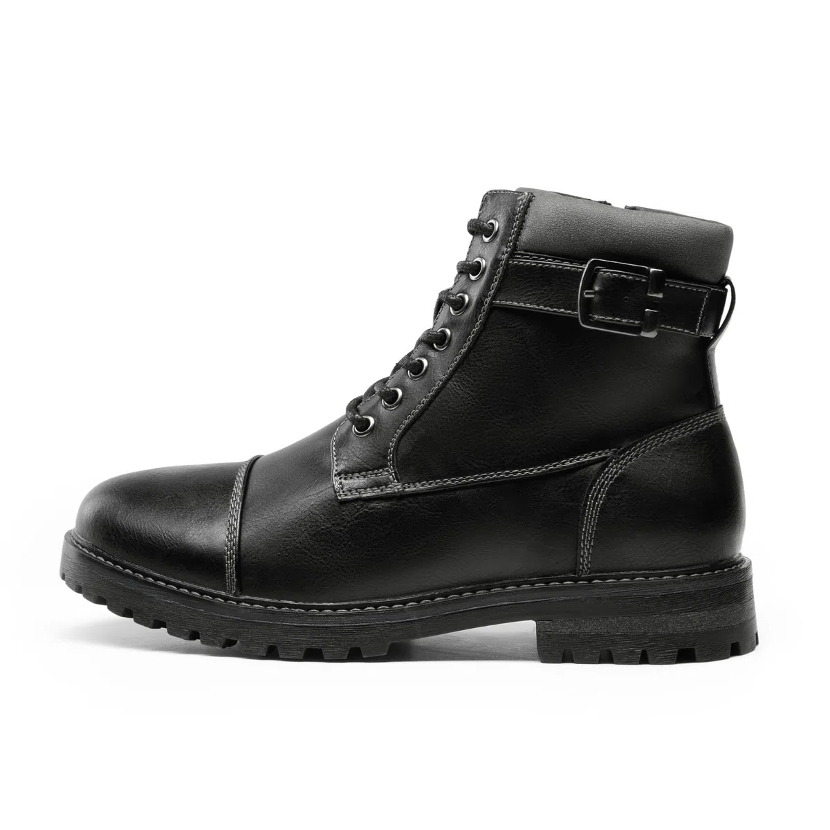 Bruno Marc Botas de Militares Oxford Hombre Botines Moto de Cordones con Cremallera Lateral