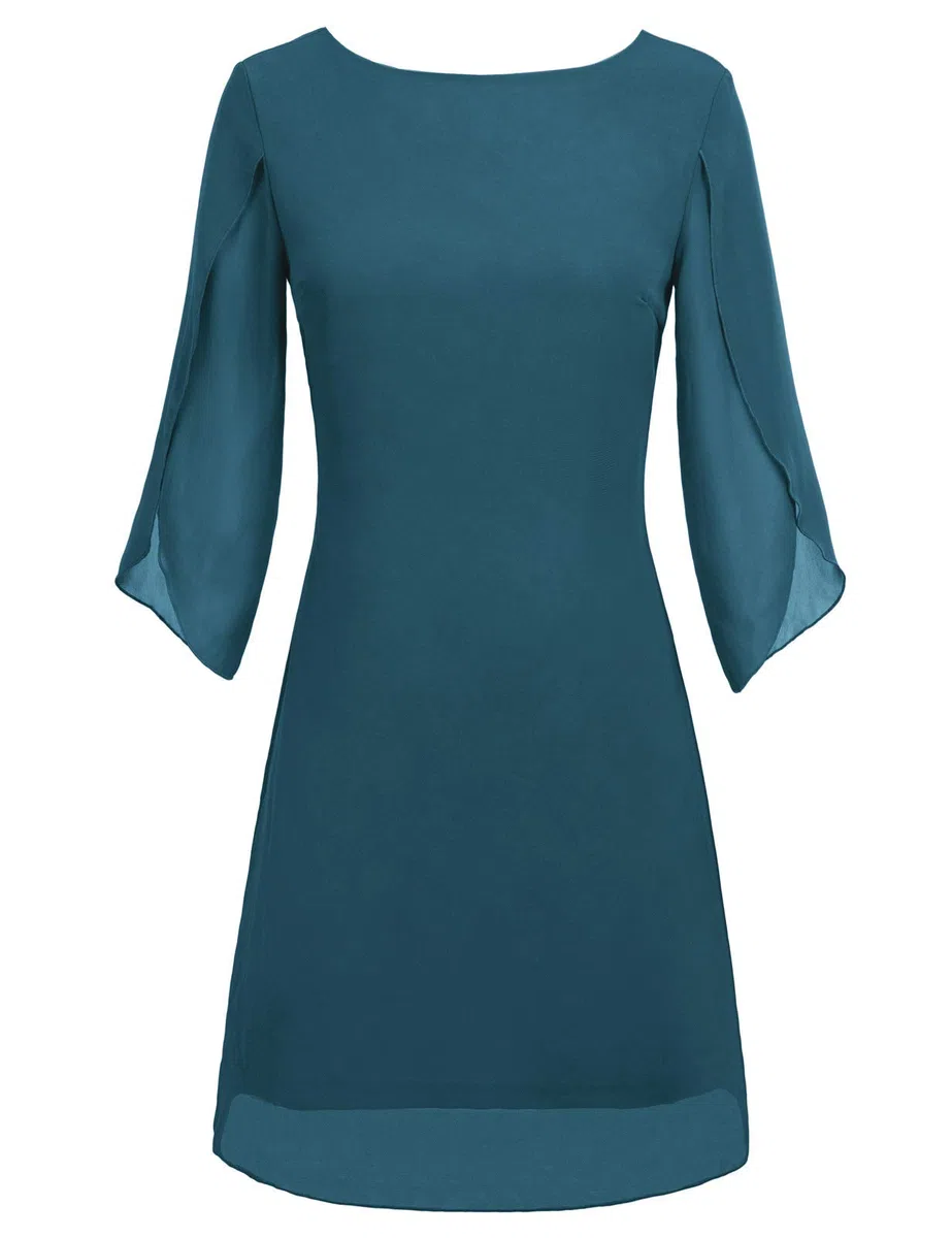GRACE KARIN Vestido Elegante Mujer Vestido Gasa Manga Corta Casual Gasa Top Cuello Redondo