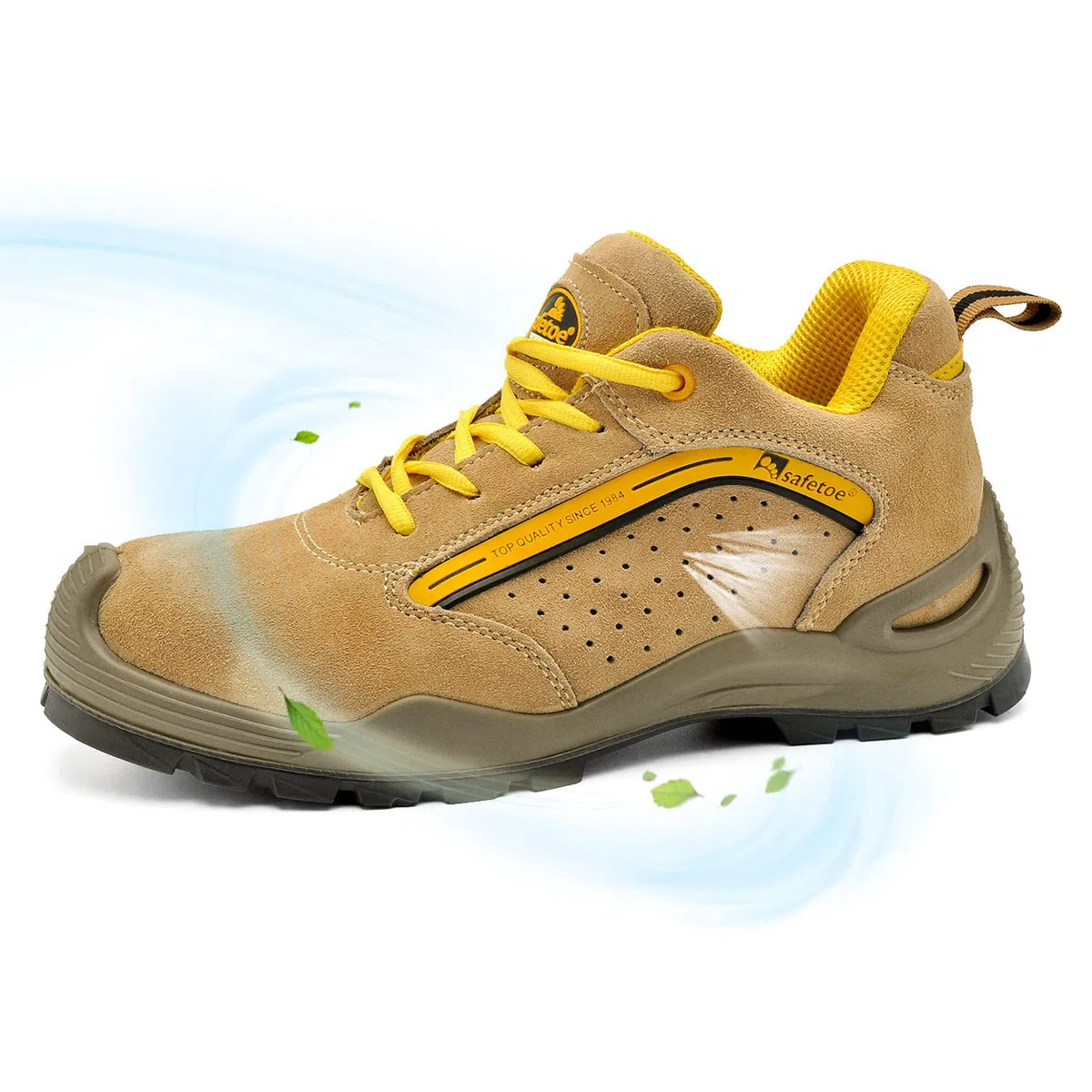 Safetoe Zapatos de Seguridad 7296YN Botas de Cuero Transpirable Punta de Acero Ligeros