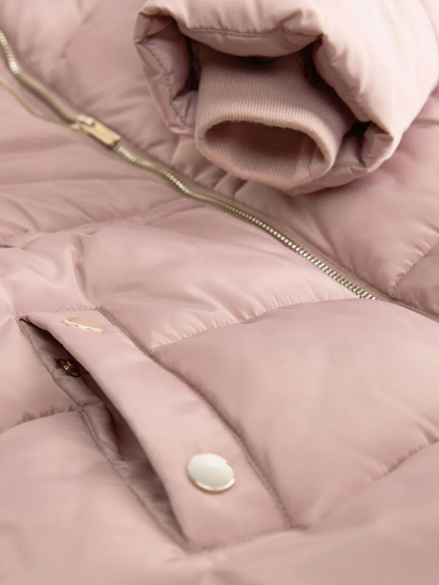 NEXT Niñas Abrigo acolchado con bordes de piel sintética impermeable