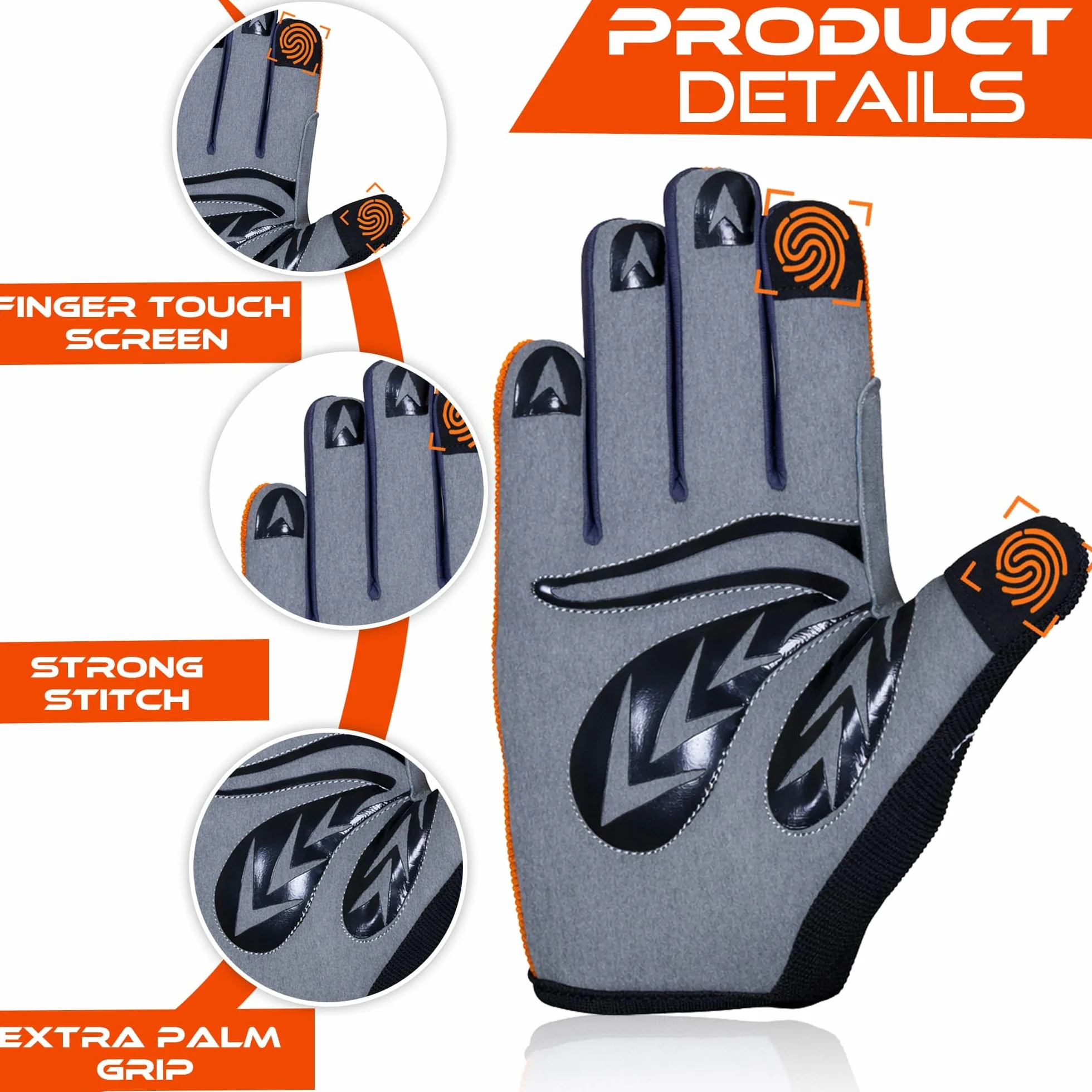 WFX Guantes de Ciclismo para niños, niños y niñas, jóvenes, Pantalla táctil para niños, Guantes de equitación Antideslizantes para Deportes al Aire Libre, Guantes de Dedo Completo