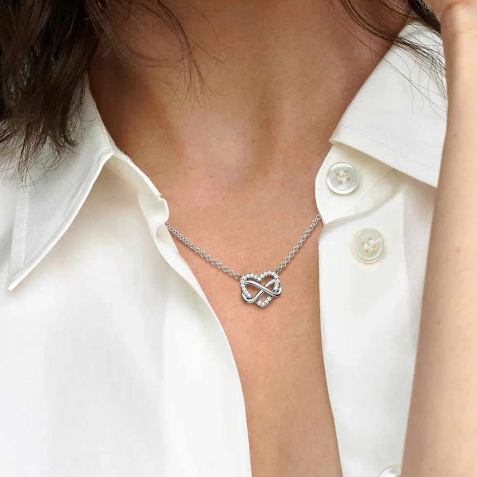 Pandora Moments Infinity heart 14k gold-plated necklace with clear cubic zirconia