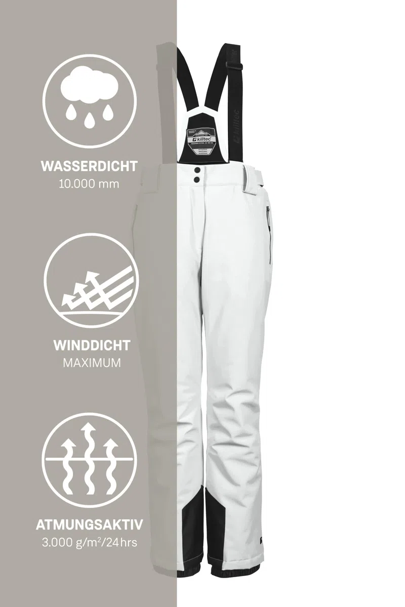 Killtec Ksw 249 Wmn Ski Pnts_erielle - Pantalones de esquí/Pantalones funcionales con Tirantes Desmontables, protección de los Bordes y protección contra la Nieve Mujer