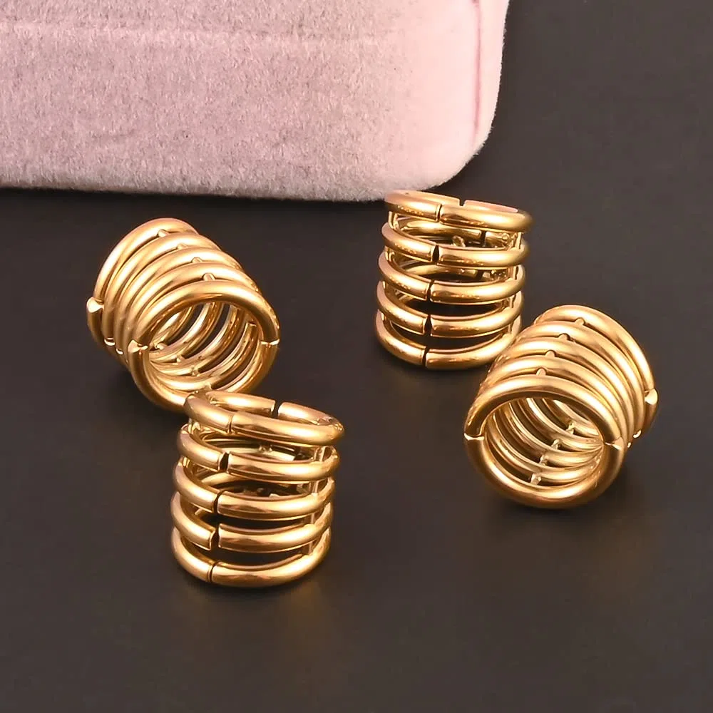 Vankula Pesos Dilataciones Orejas tapones túnel 5 Anillos acero inoxidable Expansores Estiramiento Piercing 6mm